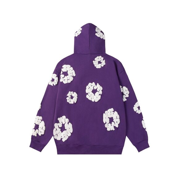 Denim Tears Kapok Purple Embossed Print Hooded Cotton Sweatshirt - Picture 2 of 8